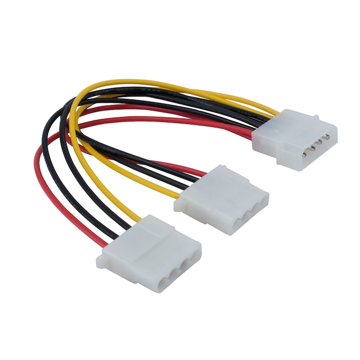 Cablu adaptor alimentare Molex mama la 2 x Molex tata DeTech, 15cm