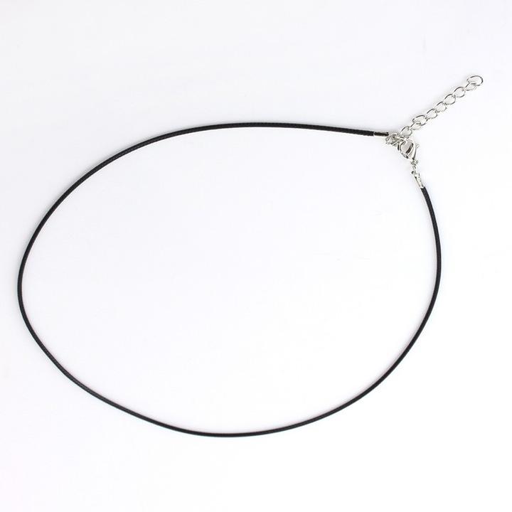 Set de 3 snururi din material textil cerat non-alergic negru cu accesorii din inox