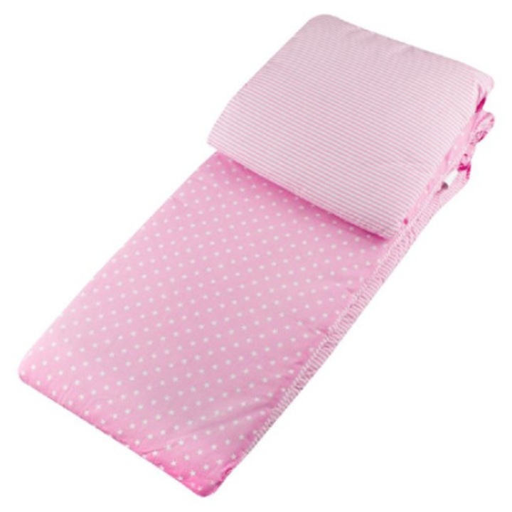 Протектори за бебешка кошара, Dilu®, розови с щампа, за момичета, 210x30 см