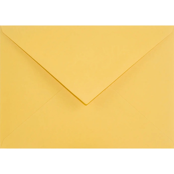 Set de plicuri decorative in culori, Netuno, Keaykolour, C6, 114x162mm, Lipire umeda, V-tip, 120g/m2, Hartie, Galben inchis, 25 buc