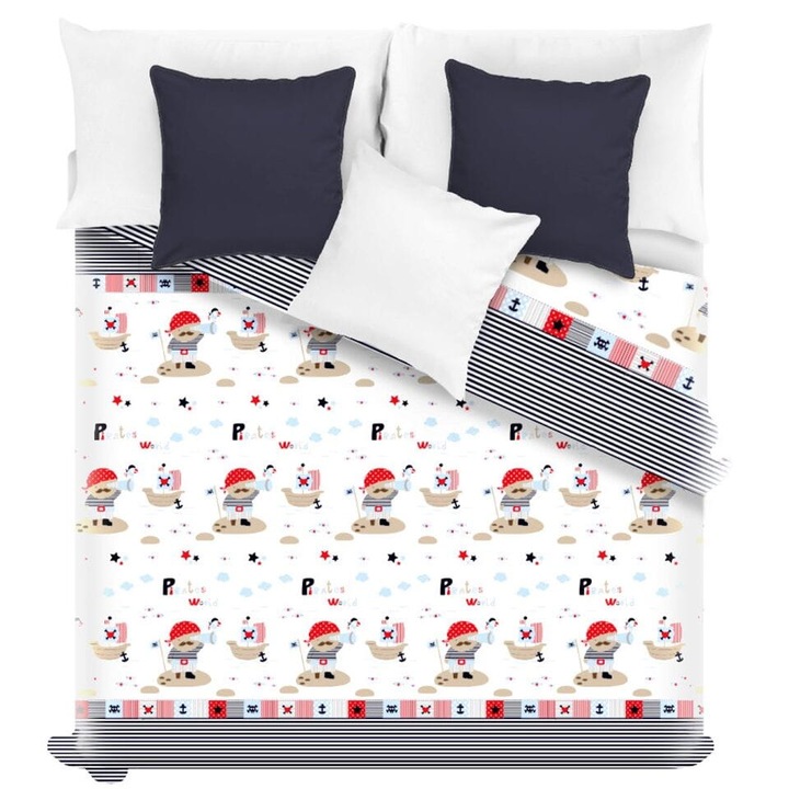 Cuvertura decorativa pentru copii, Spod Igly i Nitki, 160x220cm, granat, alb, multicolor