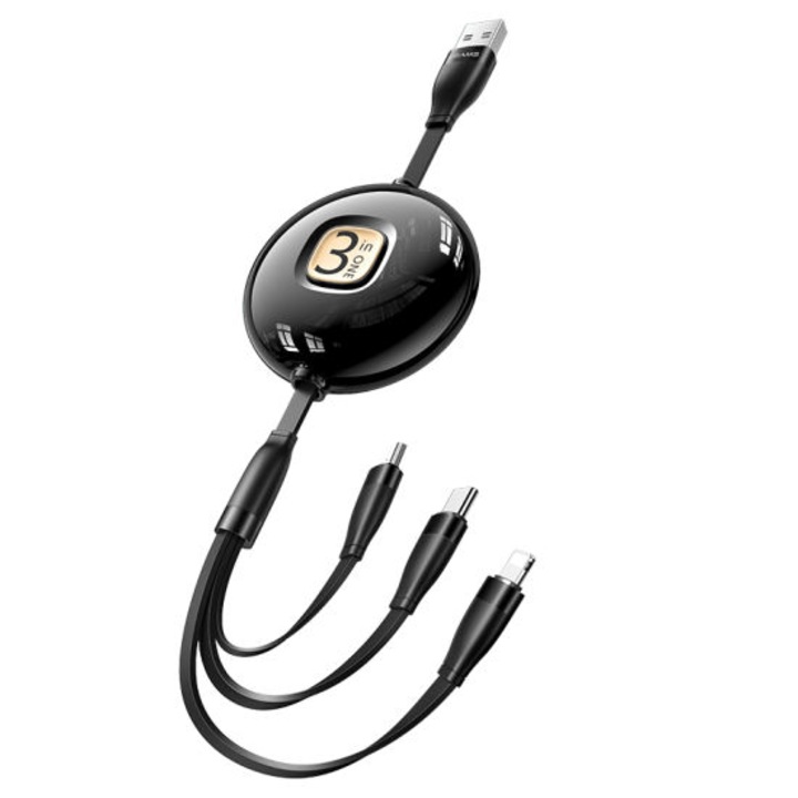 USAMS SJ508 3 az 1 ben öncsévélős töltőtőkábel 30cm-110cm 1380759