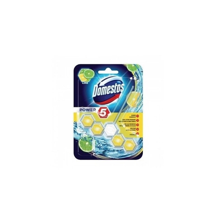 Освежител за тоалетна Domestos Power 5 Lime, 55g