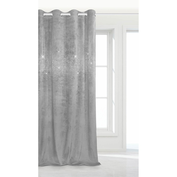 Draper Spod Igły i Nitki, Gyűrűkkel, Poliészter, 140x250 cm, Szürke