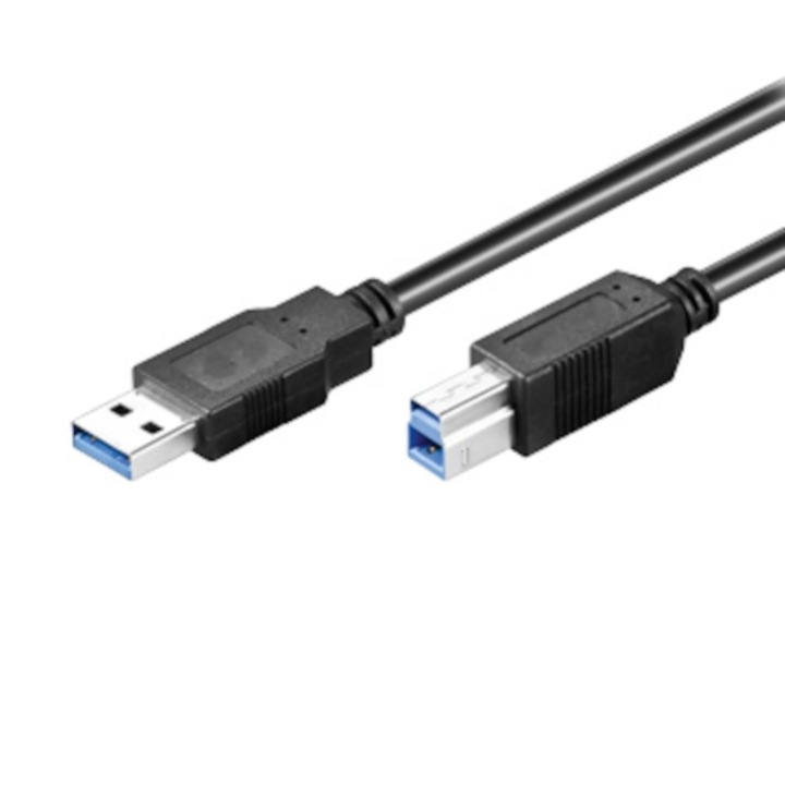 Kábel Digital One SP00522, USB Type A – USB Type B, fekete, árnyékolt, külső dobozokhoz, 5gb/s