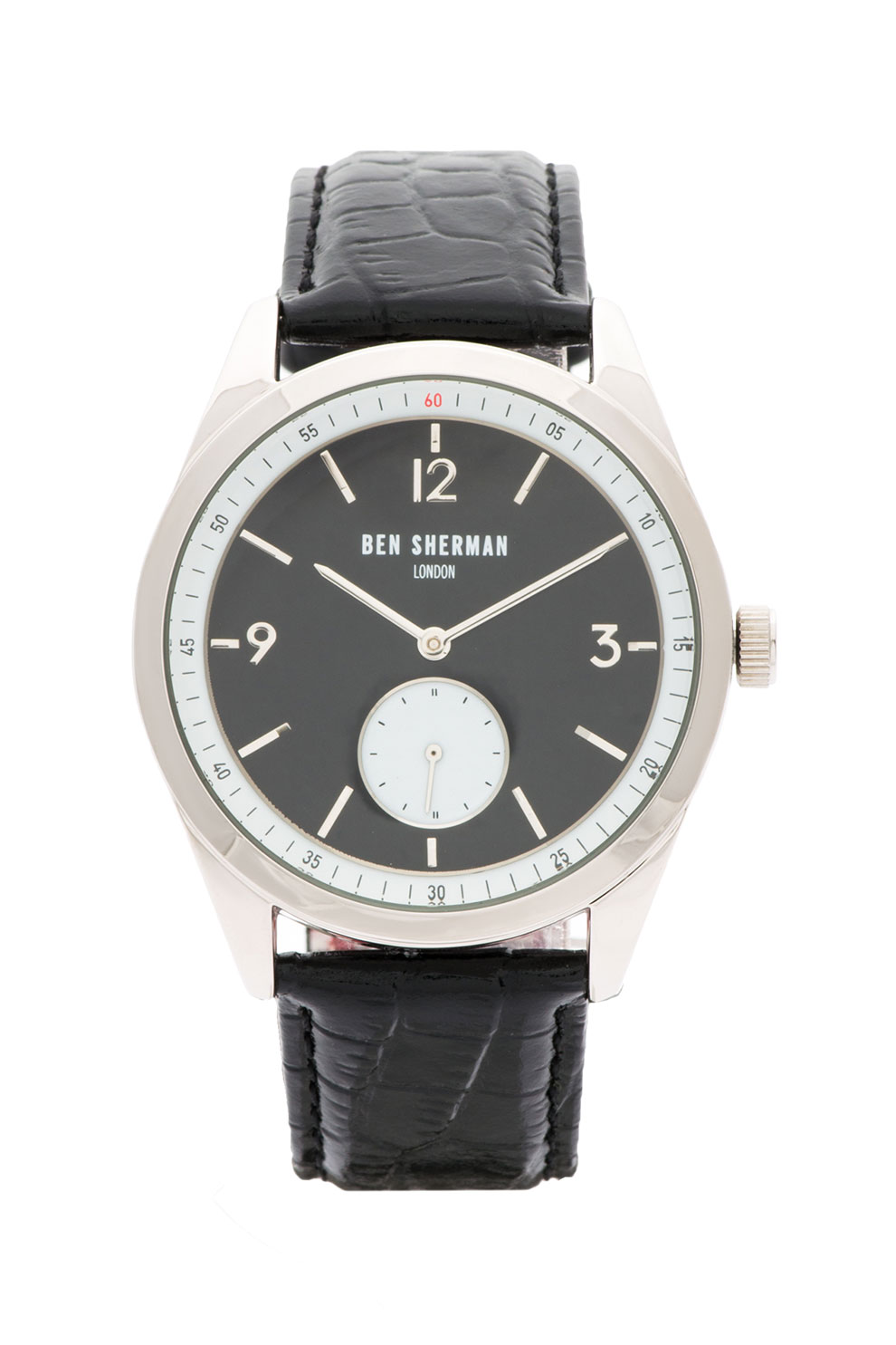 Ben Sherman, Ceas cu o curea de piele cu model crocodil Carnaby Driver, Negru