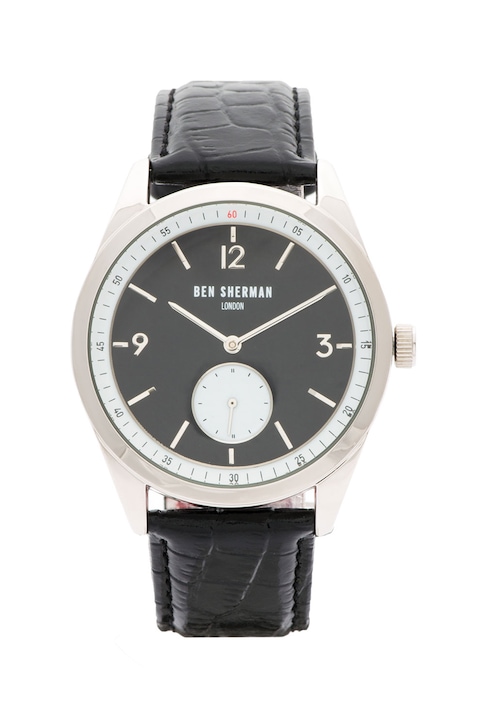 Ben Sherman, Ceas cu o curea de piele cu model crocodil Carnaby Driver, Negru