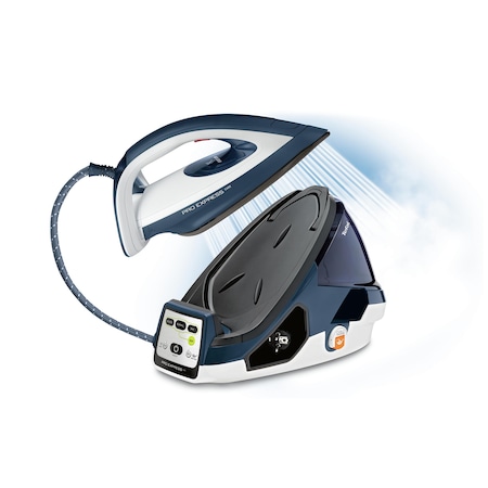 Statie de calcat Tefal GV9060E0 Pro Express Care, 2400W, 470g/min, 120g/min, Talpa Autoclean Durilium, 7 bari, 3 setari, Protect System, 1.6l, Alb/Albastru