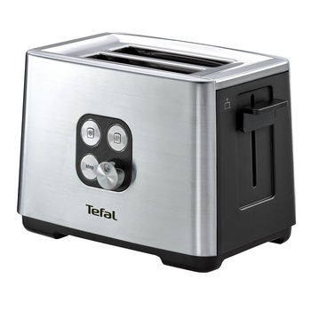 Prajitor de paine Tefal TT420D30, 900W, Functie de dezghetare si reincalzire, 7 niveluri, Inox/Negru Prajitor de paine Tefal TT420D30, 900W, Functie de dezghetare si reincalzire, 7 niveluri, Inox/Negru