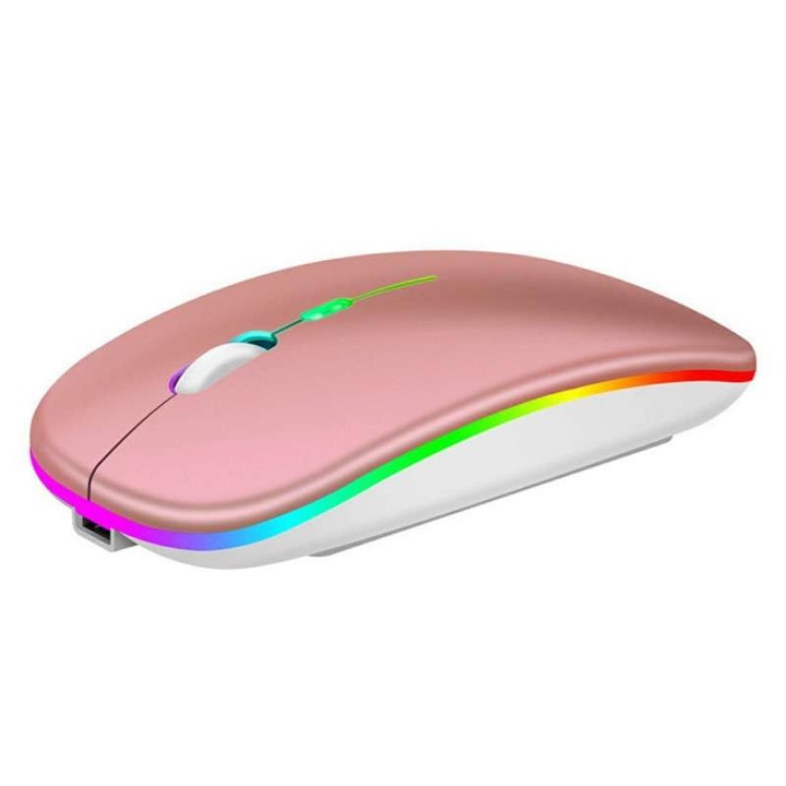 Оптична мишка Zola, многоцветни светодиоди, 11x6x2.5 см, розова
