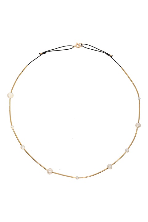 CORINA MARDARI, Colier ajustabil din aur filat de 14K/20 cu perle, Alb, Auriu