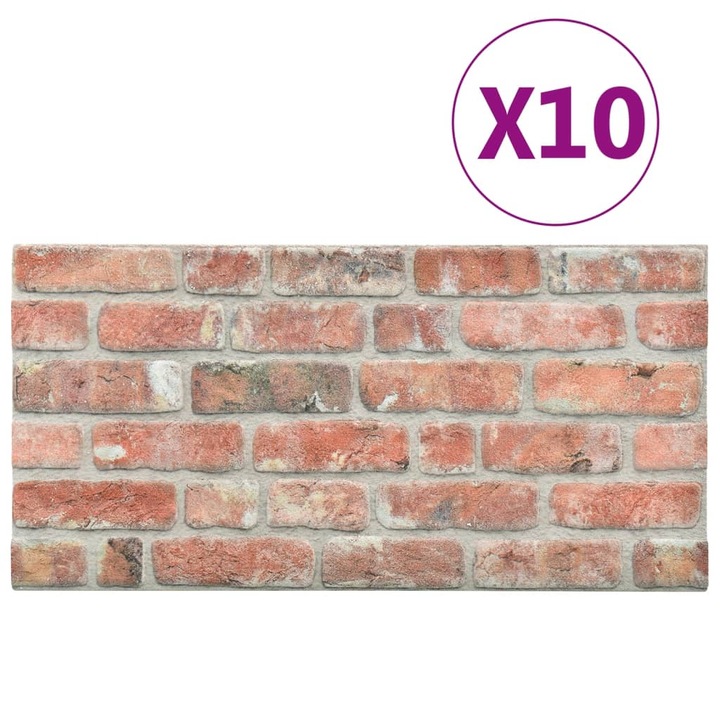 vidaXL 10 db EPS 3D fali panel vörös tégladizájnnal 332921