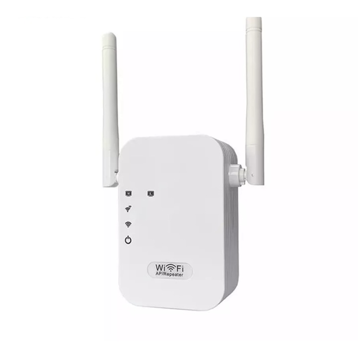 Усилвател за безжичен интернет, WiFi Repeater, 300Mbps, 2 антени, Бял