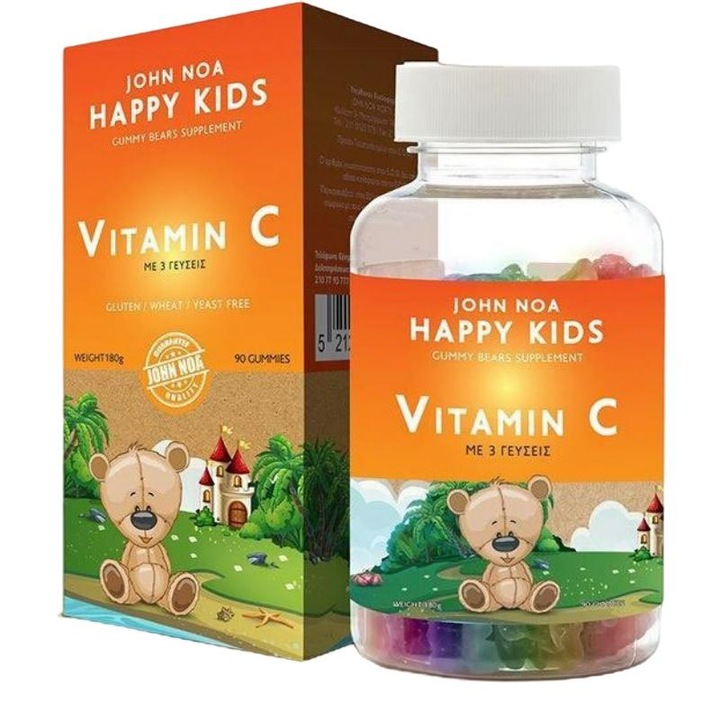 Jeleuri cu vitamina C pentru copii, John Noa, Happy Kids, 3 ani+, 90 bucati