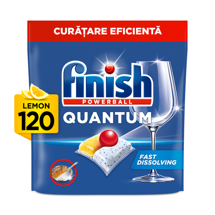 Таблетки за съдомиялна Finish Quantum Lemon, 120 измивания