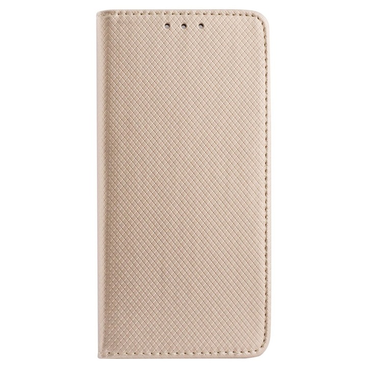 Husa Compatibil cu Telefon G-Tech, tip carte compatibila cu Samsung Galaxy J6 Plus, premium book, inchidere magnetica, buzunar card, Auriu