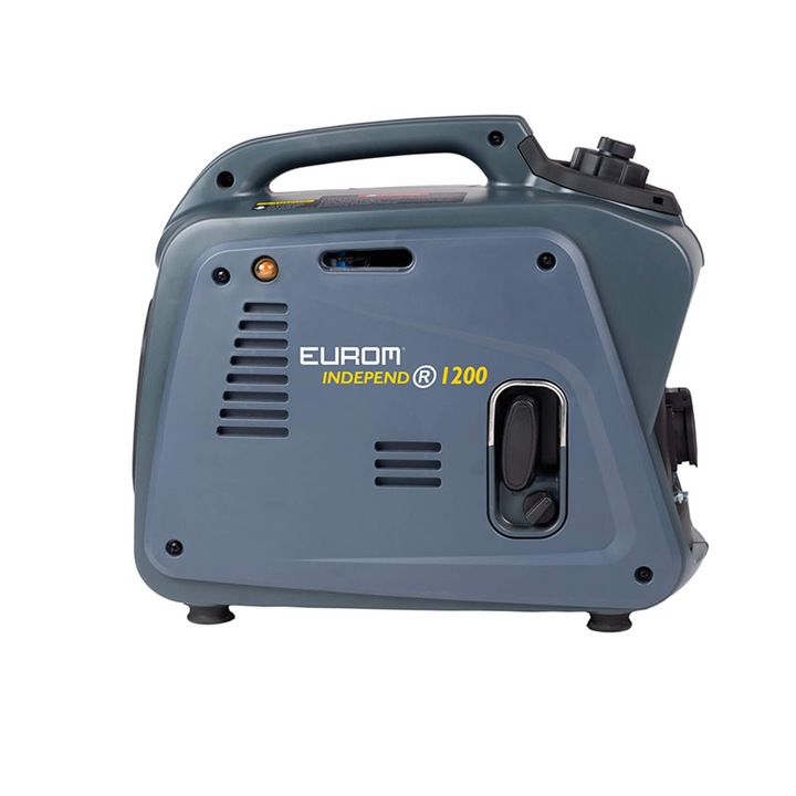 Generator monofazat Eurom, Independ 1200, inverter, benzina fara plumb, autonomie 4 ore, 1100 W, pornire manuala, 3 litri, protectie suprasarcina, protectie lipsa ulei, 5500 rpm, ideal si pentru camping, motor in 4 timpi racire cu aer, albastru