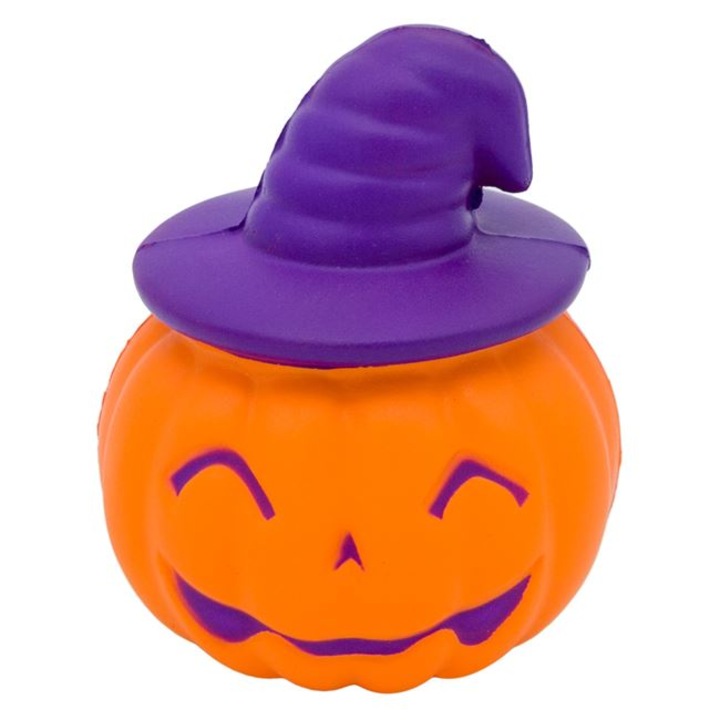 Squishy Dovleac de Halloween cu palarie, 11 cm