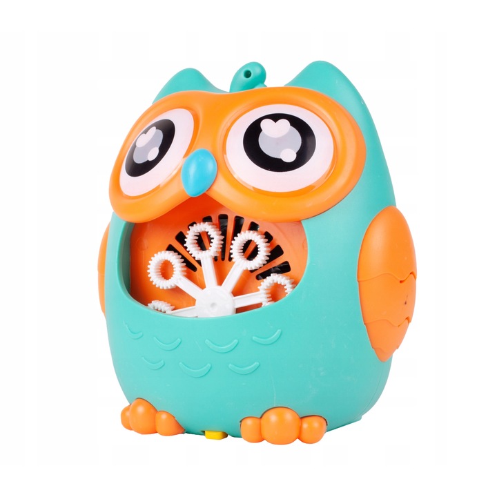 Set Jucarie Happy Owl Balloon Fun, Lansator Bloane de Sapun, Interactiv, 12.5 cm x14.5 cm x 10 cm, Multicolor