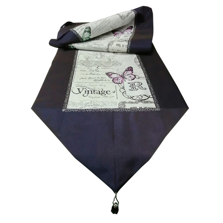 Casa Bucuriei asztali kereszt, Vintage modell, lila, 35 x 140 cm, két oldal