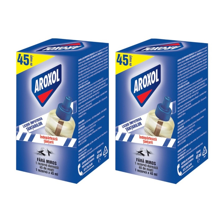Pachet 2 x Rezerva Lichida Impotriva Tantarilor Aroxol, 45 Nopti