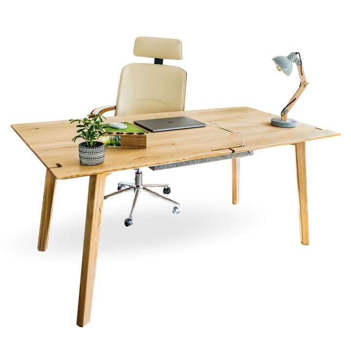 Birou Bremen, stejar masiv, 180 x 90 cm, natur