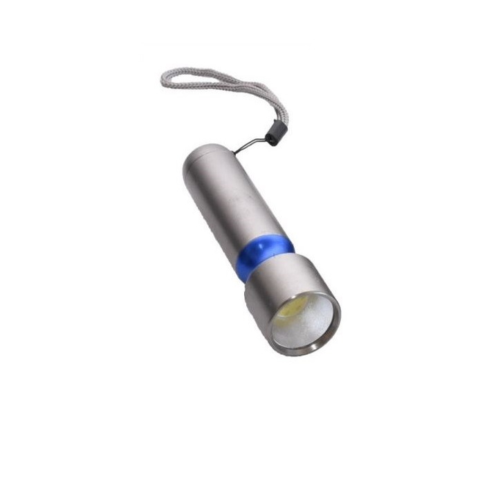 Мини COB LED метален фенер, захранван от 3x R3 батерии, 11,5 x 3 см, сребристо син, AXT-BBL6544