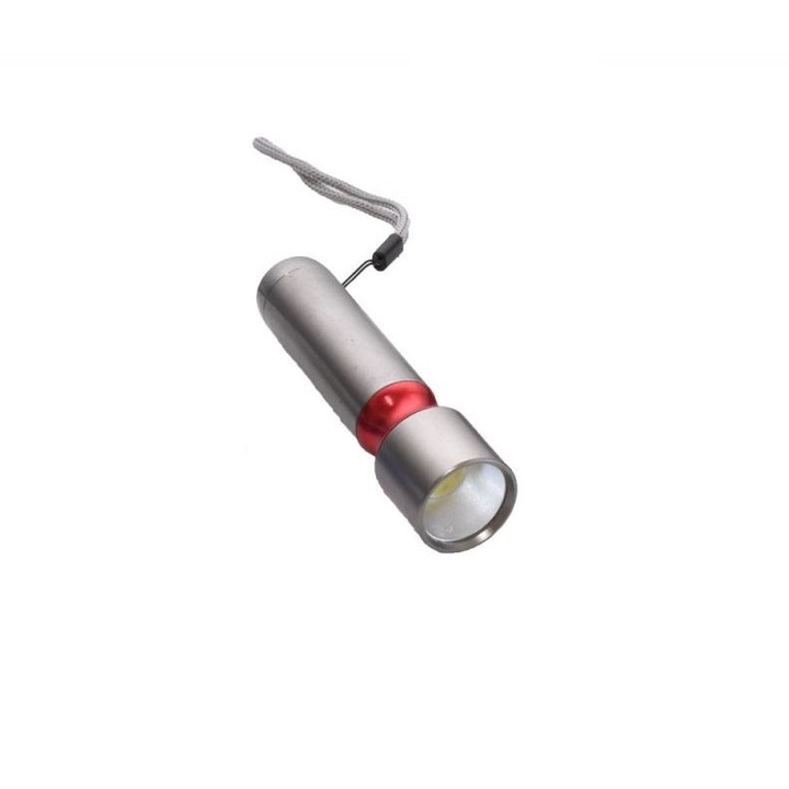 Мини COB LED метален фенер, захранван от 3x R3 батерии, 11,5 x 3 см, червено сребрист, AXT-BBL6590
