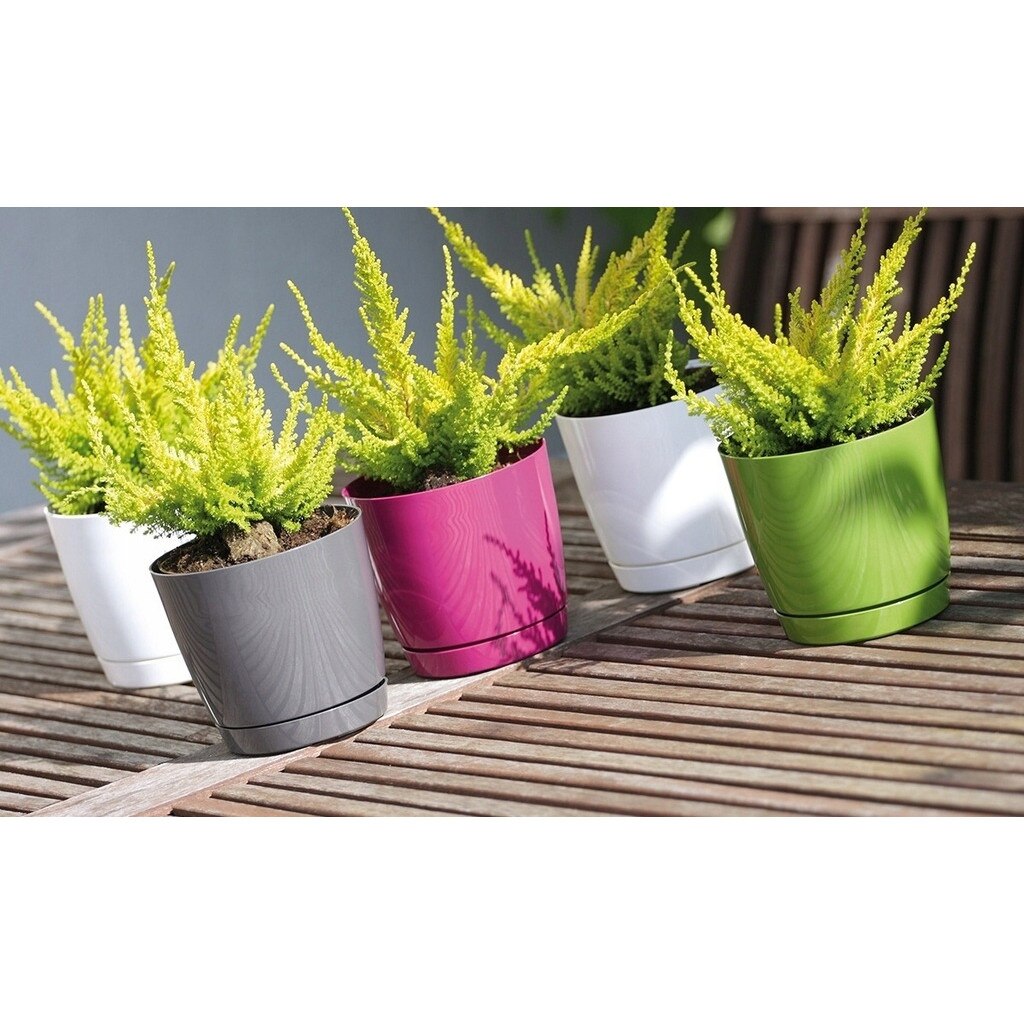Prosperplast Splofy Vaso Rotondo 18,6L Grigio, Effetto Tessuto, 34,1 X 28,9 Cm