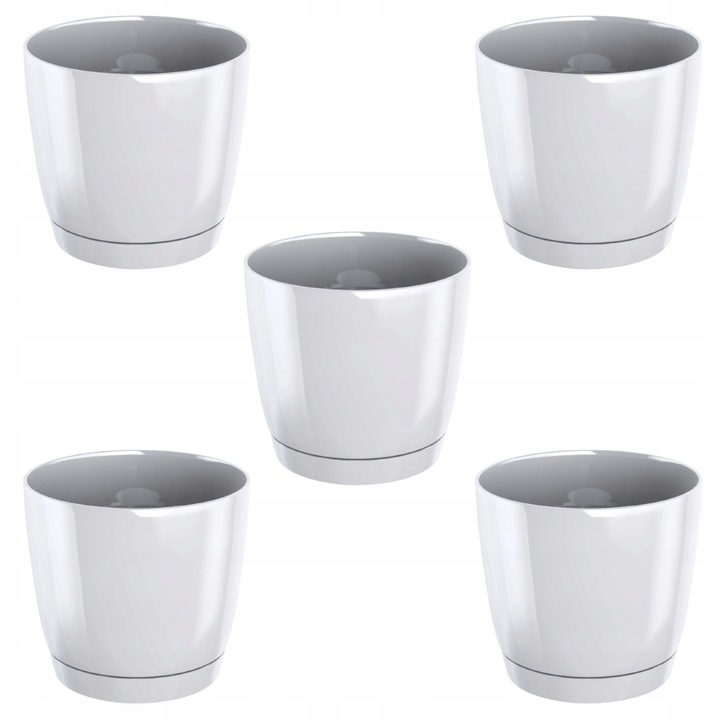 Ghiveci rotund Coubi, Prosperplast, Plastic, 18 x 16.5 cm, Alb