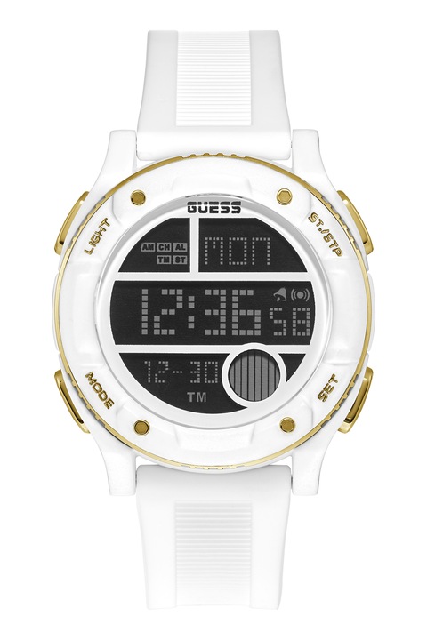 Guess, Дигитален часовник със силиконова каишка, Бял