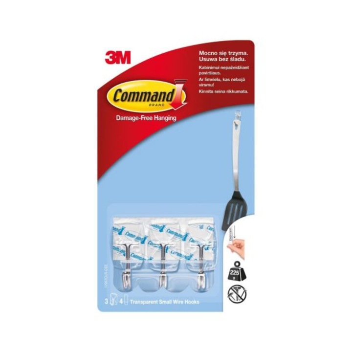 Set 3 carlige autoadezive Command, Sila, Reutilizabile, Plastic/Metal, Transparent