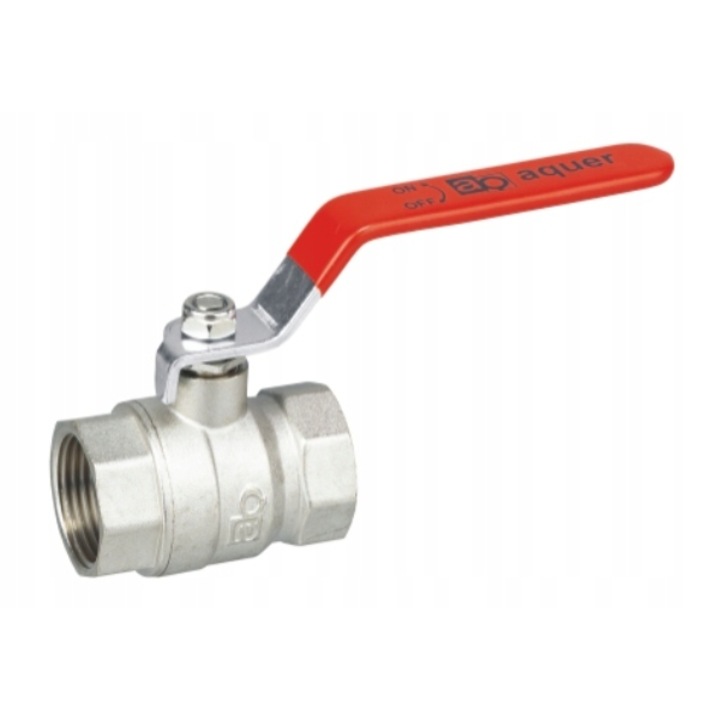 Robinet cu bila, Aquer, 1 inch cuplare rapida, Argintiu/Rosu