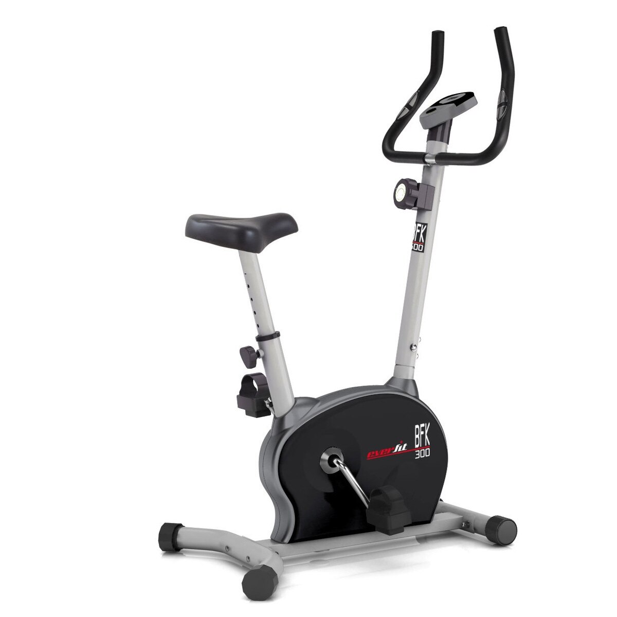 Bicicleta de exercitii EVERFIT BFK 300, Volanta 4 kg, Greutate utilizator 100 kg, Sa Reglabila, Ghidon reglabil, Gri/Negru