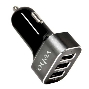 Incarcator auto Veho Triple USB 5V 5.1A Black/ Silver Incarcator auto Veho Triple USB 5V 5.1A Black/ Silver
