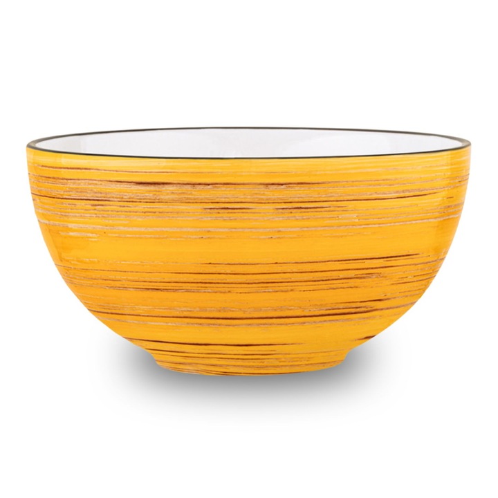 Bol salata/supa, Portelan, Galben, 19 cm, 1700 ml, salatiera pentru gustari si deserturi, Color Boom, WILMAX