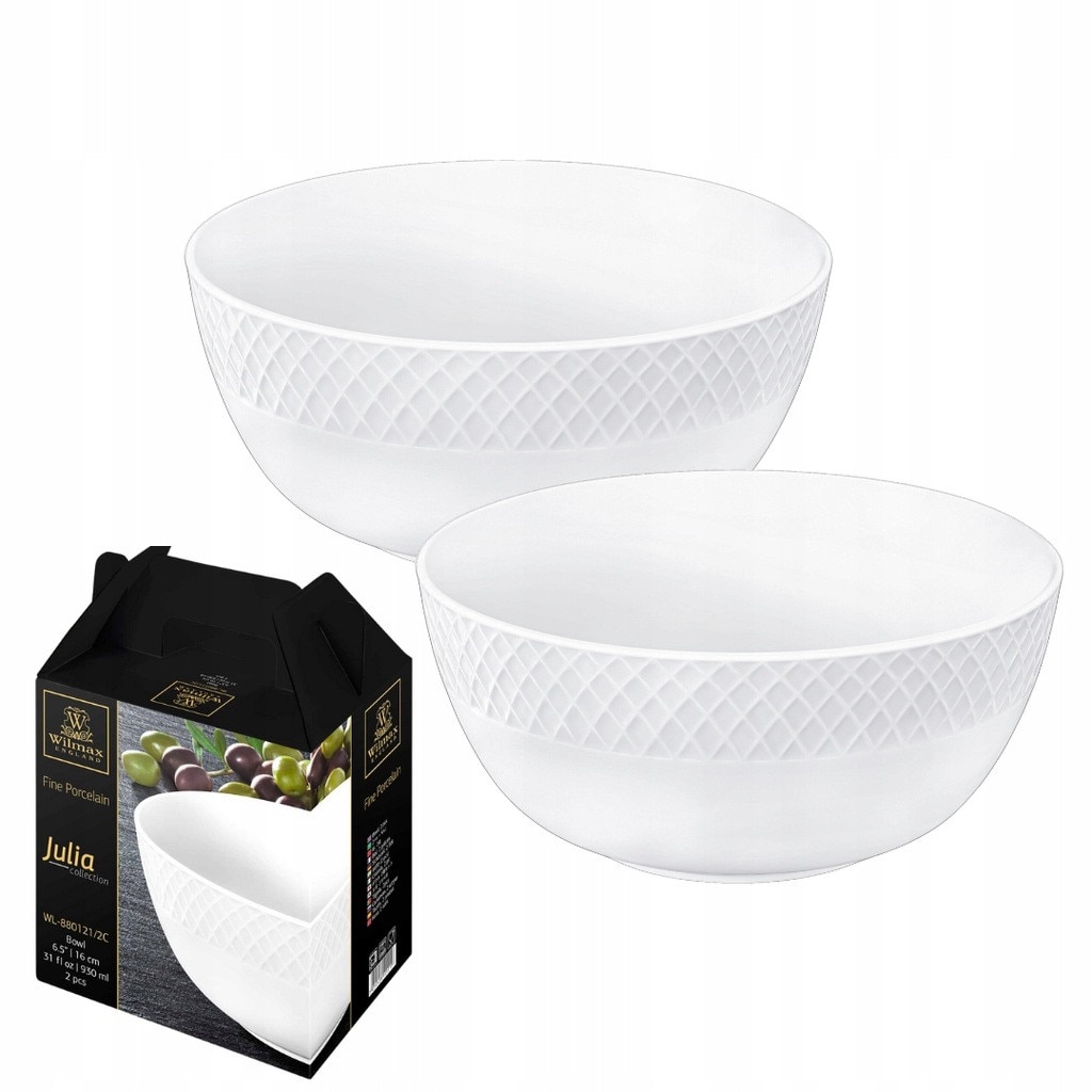 WILMAX Set de 2 boluri de porțelan ideale ambalaj cadou, 930 ml