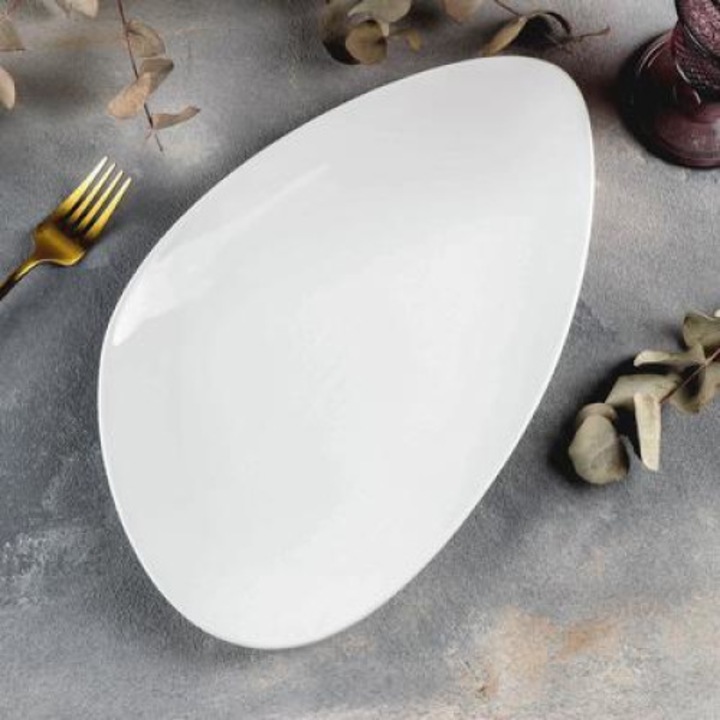 Триъгълна чиния, Wilmax England, порцелан, бяла