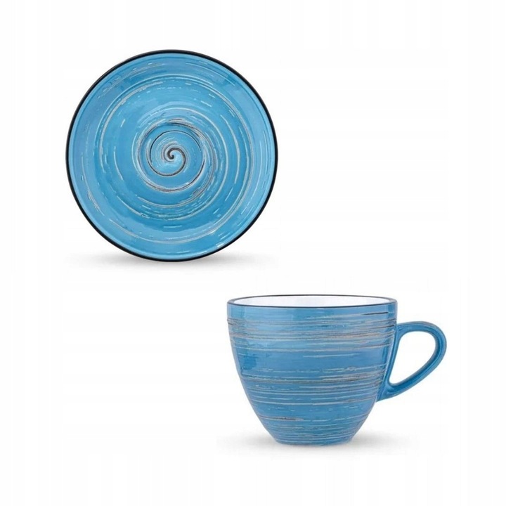Ceasca de cafea cu farfurie, Wilmax England, Portelan, 190 ml, Albastru