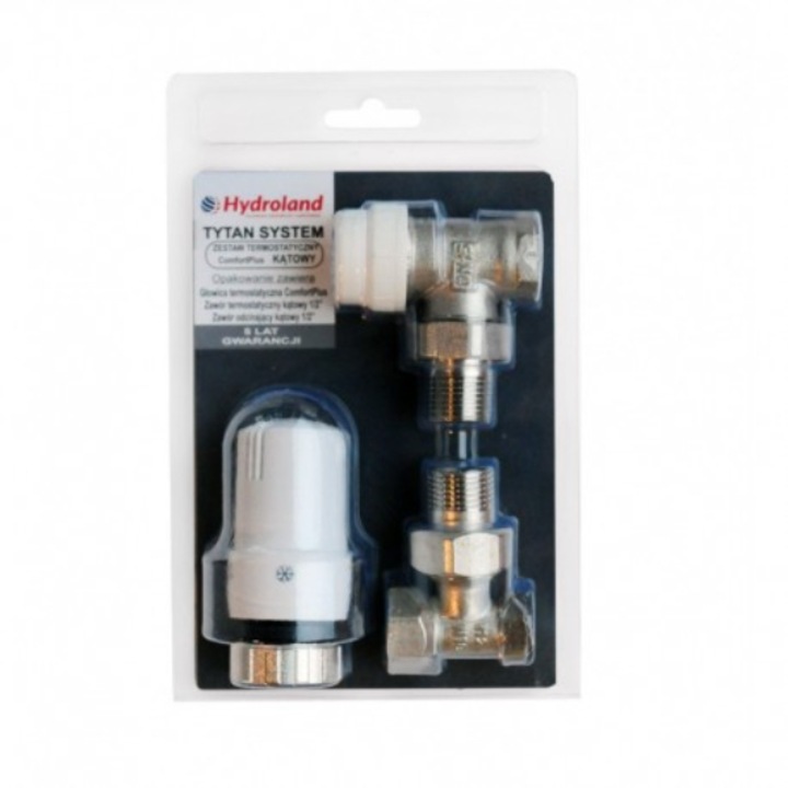 Set termostatic unghiular calorifer, Hydroland, 1/2 inch, Multicolor