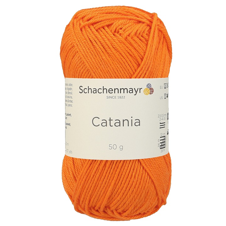 Fir Textil Smc Schachenmayr Catania 281 pentru crosetat si tricotat, bumbac, portocaliu, 125 m