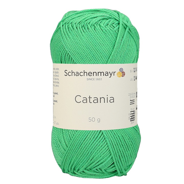 Fir Textil Smc Schachenmayr Catania 389 pentru crosetat si tricotat, bumbac, verde neon 125 m