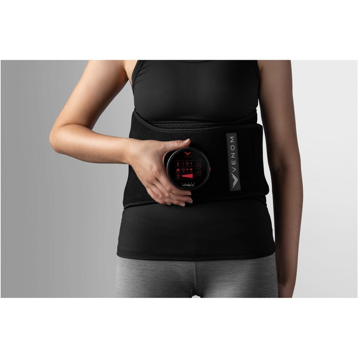 Centura spate cu sistem de incalzire Venom Back, 3 trepte vibratii, autonomie pana la 3 ore, touch screen, Nanotechnology heat, Hyperice