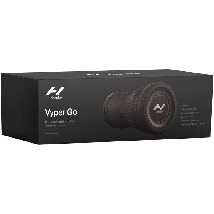 Rulou cu vibratii pentru refacere Vyper GO, 3 trepte vibratii, autonomie pana la 2 ore, Motor High-torque 26W, Bluetooth, Hyperice