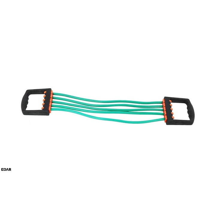 Фитнес ластик с ръкохватки EDAR 5, за фитнес, предмишница, ръце, гърди, бицепс, укрепване на мускулите, тренировки, каучук, зелен