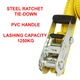 Chinga fixare reglabila cu clichet MasterLock 6m x 35mm Galben