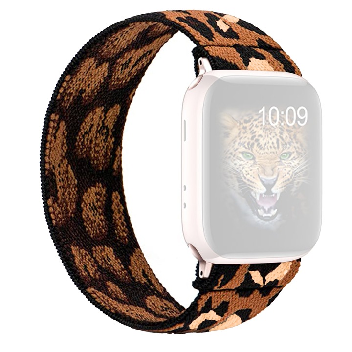 Curea din material textil WatchBand™ Vivid, Compatibila cu Apple Watch 1/2/3/4/5/6/7/8/SE/Nike+/Ultra - 38/40/41 mm, Portocaliu Maro
