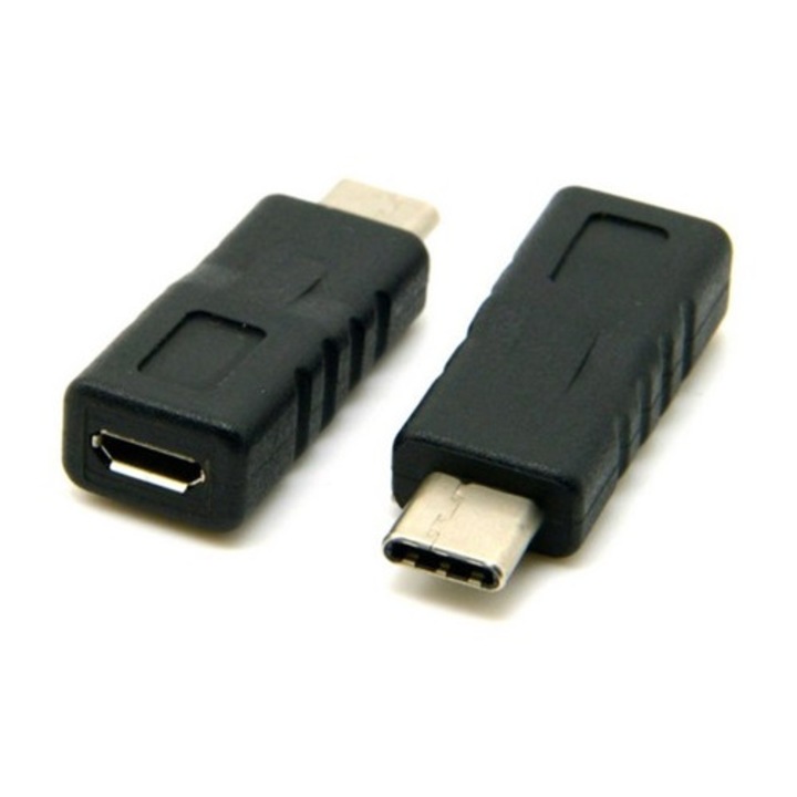 Gigapack töltő adapter, microusb aljzat - type-c, fekete