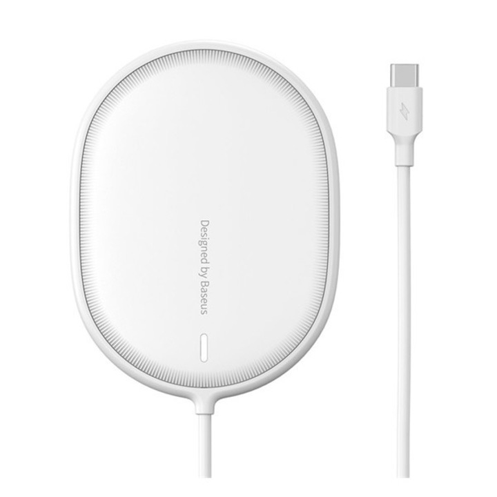 Apple iPhone 13 Pro Max / iPhone 13 Pro / iPhone 13 mini Baseus hálózati töltő állomás (15w, gyorstöltés támogatás, magsafe kompatibilis, type-c csatlakozó) fehér