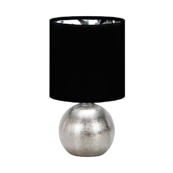 Veioza Perlo, Ideus, E14, 40 W, Inox/Plastic, 29.5 cm, Negru/Argintiu